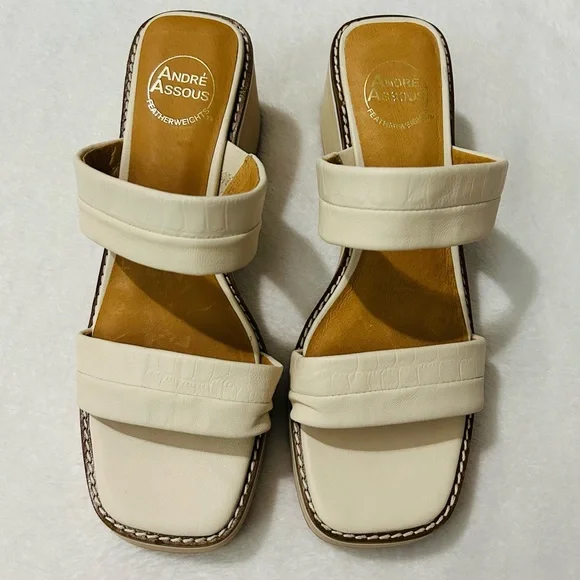 Andre Assous Layla Featherweights Slip On Strappy Platform Sandals In Creme NWOB - Picture 1 of 8